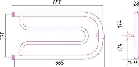 Полотенцесушитель водяной Стилье Дуэт 66.5x34.8 см без покрытия 00010-3265