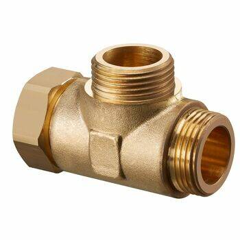 Тройник латунный Hogert G1xG1xG1 с накидной гайкой 1359080