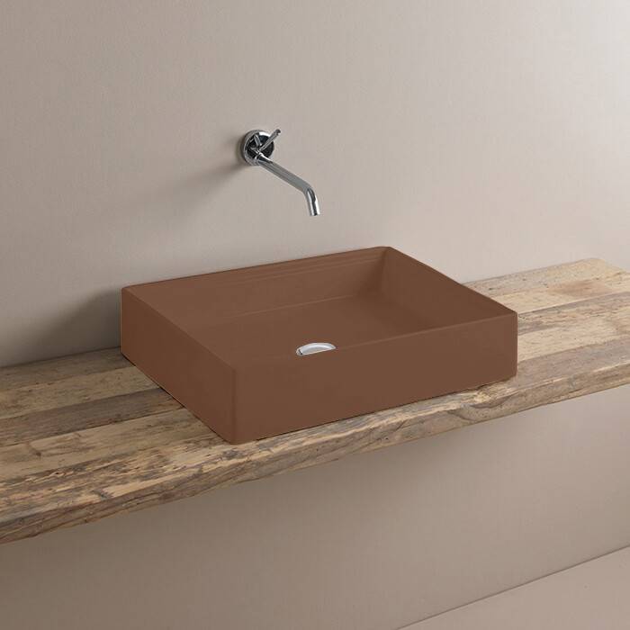 Раковина накладная Artceram Scalino 550х380х115 мм без отверстия Brown tortora SCL0024000