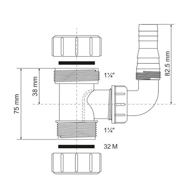 Муфта компрессионная McAlpine 32х32 мм с адаптером 32EWM