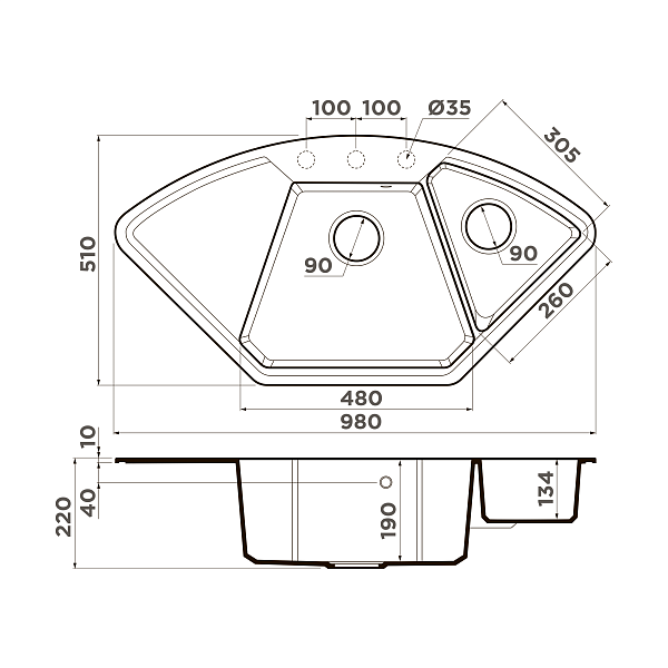 Кухонная мойка Omoikiri Yonaka 98-C-CA Artgranit 98 x 50 см карамель 4993713