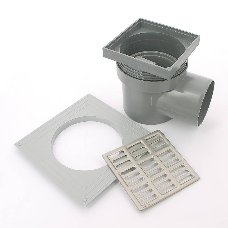 Трап для душа Alca 150х150 мм боковой выпуск 110 мм нержавеющая сталь APV12