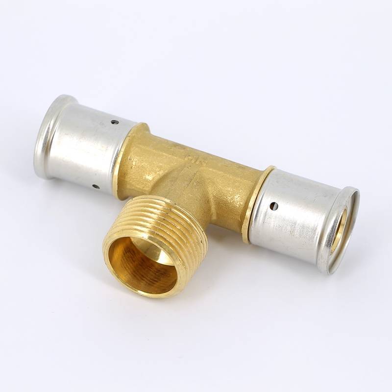 Тройник пресс латунный HENCO с наружной резьбой 26x1x26 14P-260626