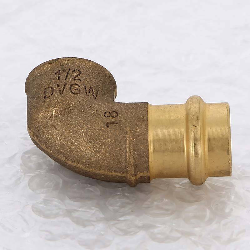 Угол 90° пресс-В бронзовый Viega Sanpress 18х1/2 281236