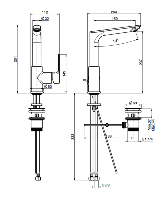 Смеситель для раковины Fima Carlo Frattini Mast цвет золото F3151FOR2