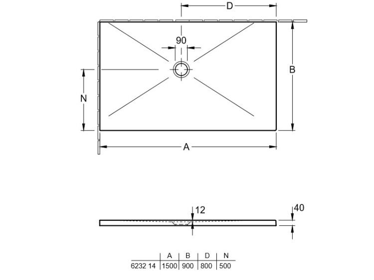 Душевой поддон Villeroy & Boch Subway Infinity 1500x900x40 мм с антислипом альпийский белый 62321401