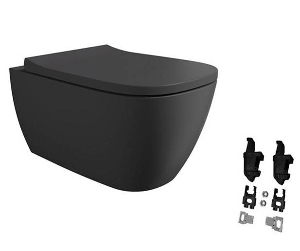 Унитаз подвесной безободковый Alice Ceramica Wunder 360x530 мм с сиденьем черный матовый 45000108SET