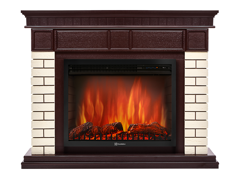 Портал для электрокамина Firelight Bricks 25 камень бежевый шпон темный дуб НС-1202848