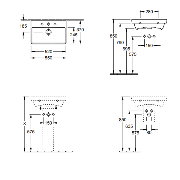 Раковина Villeroy & Boch Avento 550x370 мм альпийский белый CeramicPlus 4A0055R1