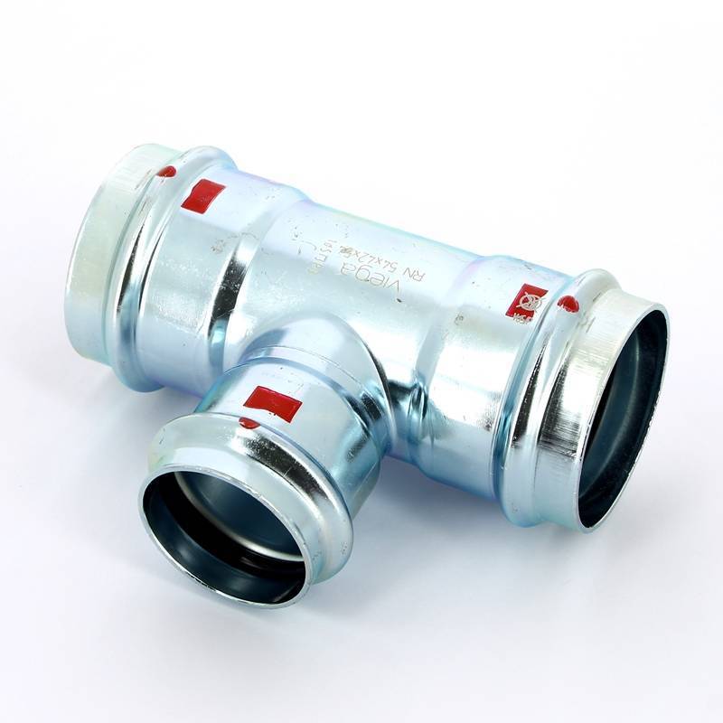 Тройник пресс Viega Prestabo 54х42х54 мм оцинкованная сталь 558840