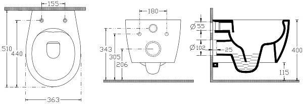 Чаша подвесного унитаза Allen Brau Fantasy черный 4.11004.31