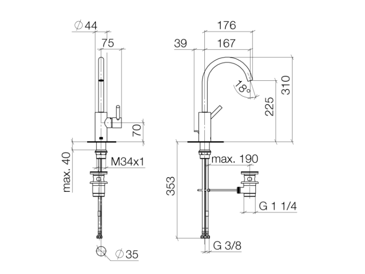 Смеситель для раковины Dornbracht Meta с донным клапаном хром 33500661-00