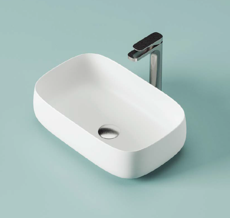 Раковина, Artceram, Cognac Quadro, шгв 560-410-155, отверстия для смесителя-отсутствуют, Saniglaze, цвет-белый