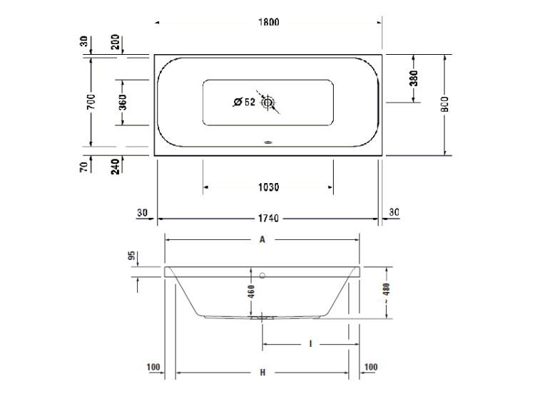 Ванна Duravit Happy D.2 1800x800 мм встраиваемая прямоугольная 700314000000000