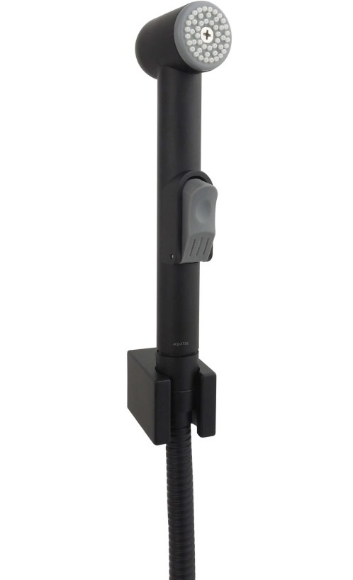 Гигиенический душ со шлангом 125 см и держателем Aquanet матовый черный AQ2050MB