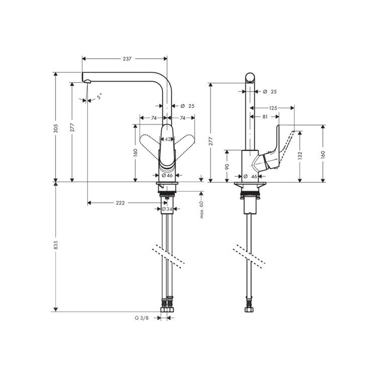Смеситель для кухни Hansgrohe Focus M41 Eco нержавеющая сталь 31827800