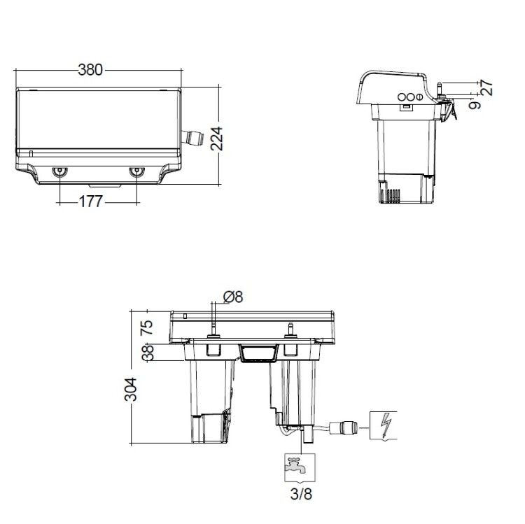 Блок управления Kludi Cleantronic для умного унитаза белый 16WCSU4301