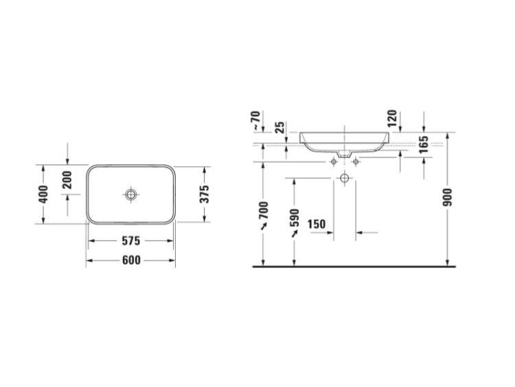Раковина-чаша Duravit Happy D.2 Plus 600x400 мм накладная белый/антрацит матовый 2359606100