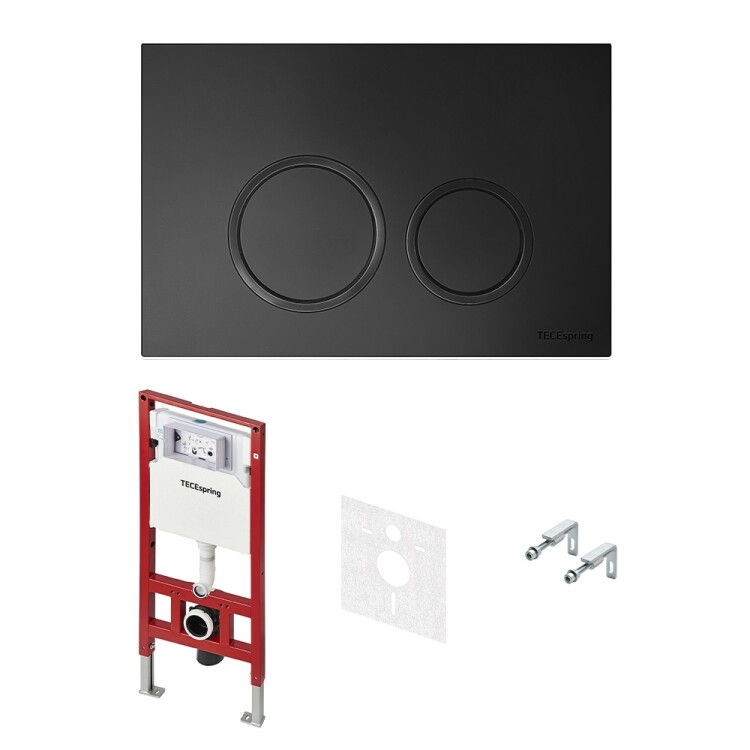 Инсталляция для унитаза TECE TeceSpring R с клавишей черный матовый 401104