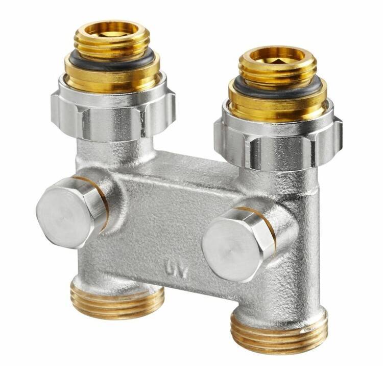 Узел радиаторный прямой перепускной Oventrop 3/4 x 1/2 EK никелированный 1016363