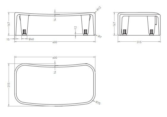 Ступень для ванны Salini Oriente Ofuro Step 600x315x167 мм глянцевый RAL 4010 1905101GFRAL4010