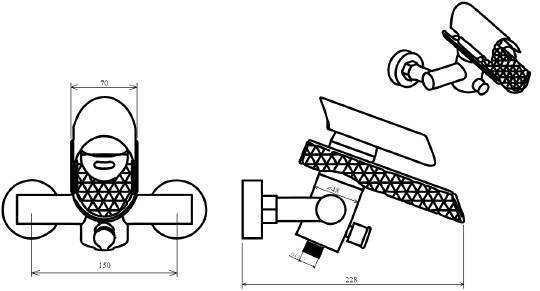 Смеситель для ванны с душем Boheme Hypnose золото 233-G