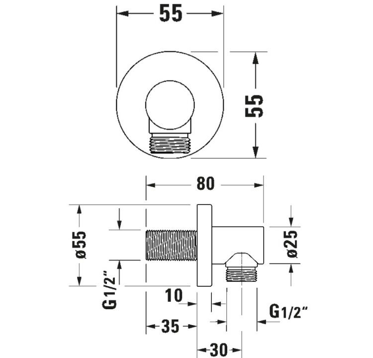 Шланговое подсоединение Duravit цвет бронза брашированная UV0630008004