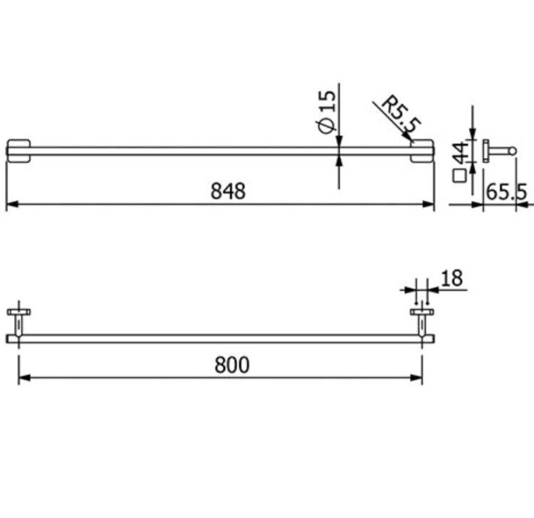 Полотенцедержатель KLUDI VELA S 848 мм никель брашированный 25961N5