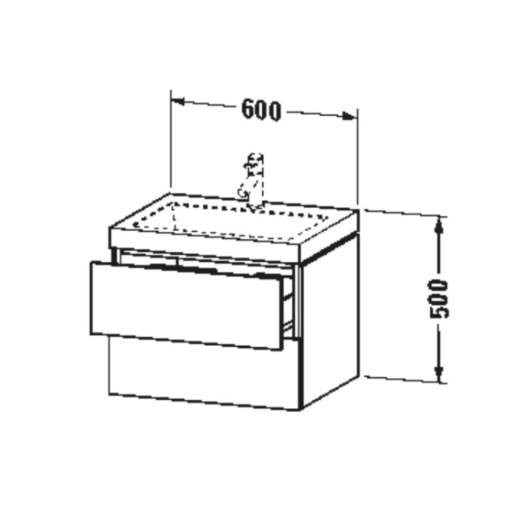 Тумба под раковину с раковиной Duravit L-Cube 600x480x500 мм подвесная серо-коричневый матовый LC6926N9191