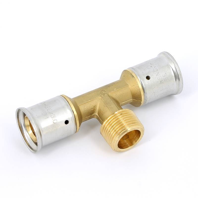 Тройник пресс латунный HENCO с наружной резьбой 26x3/4x26 14P-260526