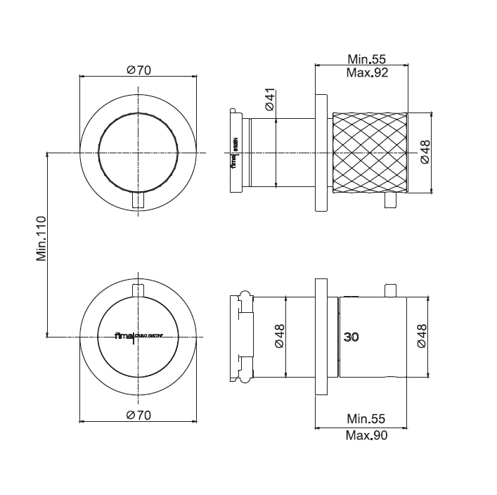 Смеситель для душа Fima Carlo Frattini Fimatherm G Collection на 2 потребителя цвет золото F3233TN7GOR