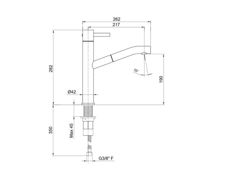 Смеситель для раковины Fantini AF/21 поворотный излив 217 мм Matt Gun Metal PVD 27P5A753F
