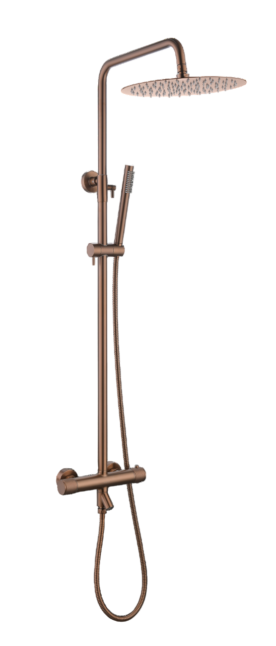 Душевая стойка Boheme Uno с термостатом и верхним душем Brushed Bronze 468-T-BRB