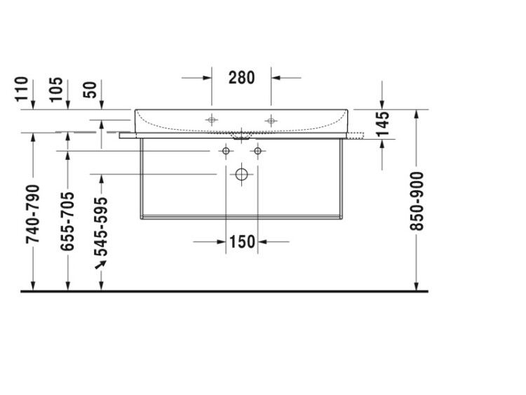 Консоль Duravit DuraSquare подвесная 1065x451 мм с полотенцедержателем цвет черный матовый 0031044600