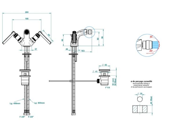 Смеситель для биде THG West Coast With Metal Lever Handle на 1 отверстие цвет никель U9DB013202
