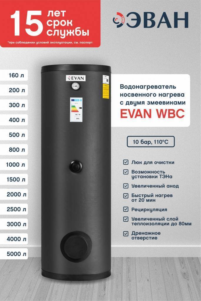 Бойлер косвенного нагрева EVAN WBC-SV-2000 2000 л А830032