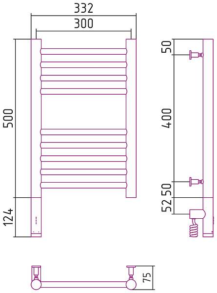 Полотенцесушитель электрический Сунержа Богема 3.0 300x500 мм левый сатин 071-5804-5030