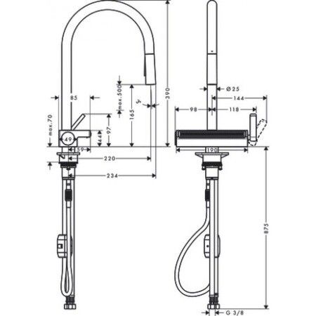 Смеситель для кухни Hansgrohe Aquno Select M81 нержавеющая сталь 73837800