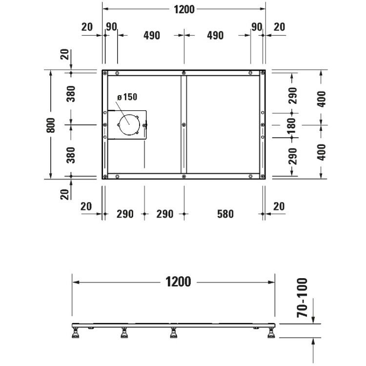 Опорная рама Duravit Tempano для душевого поддона 1200x800 мм 791383000000000