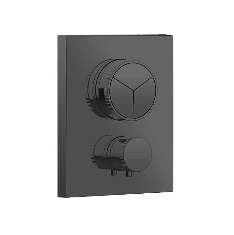 Смеситель для душа Almar Core нажимной на 3 потребителя круглая панель Absolute Black Brushed PVD E176683AB