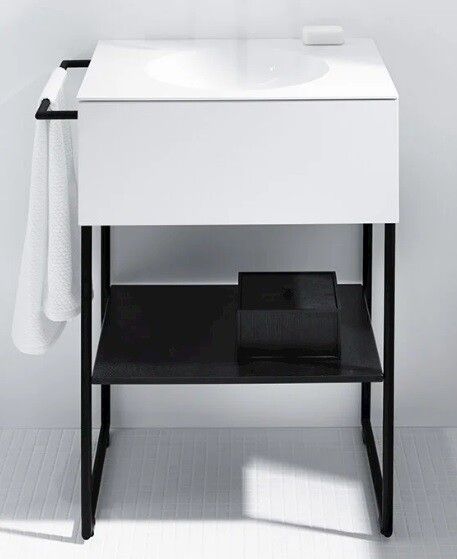 Тумба с раковиной burgbad Coco 606x505x870 мм напольная без отверстия под смеситель White high gloss/Silk black SFHQ060F2843C0001Withouttaphole
