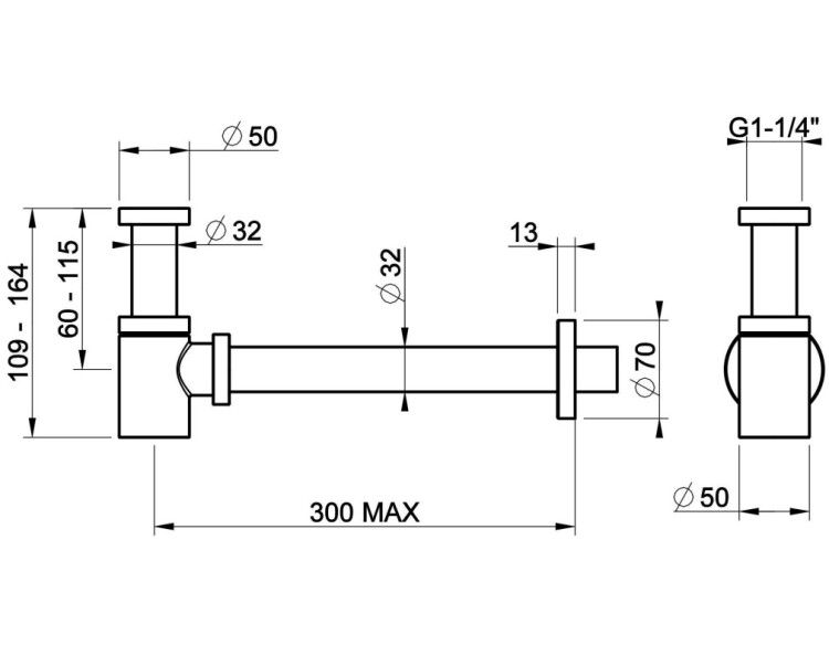 Сифон Gessi для биде бутылочный 1 1/4 цвет Nickel PVD 01375720