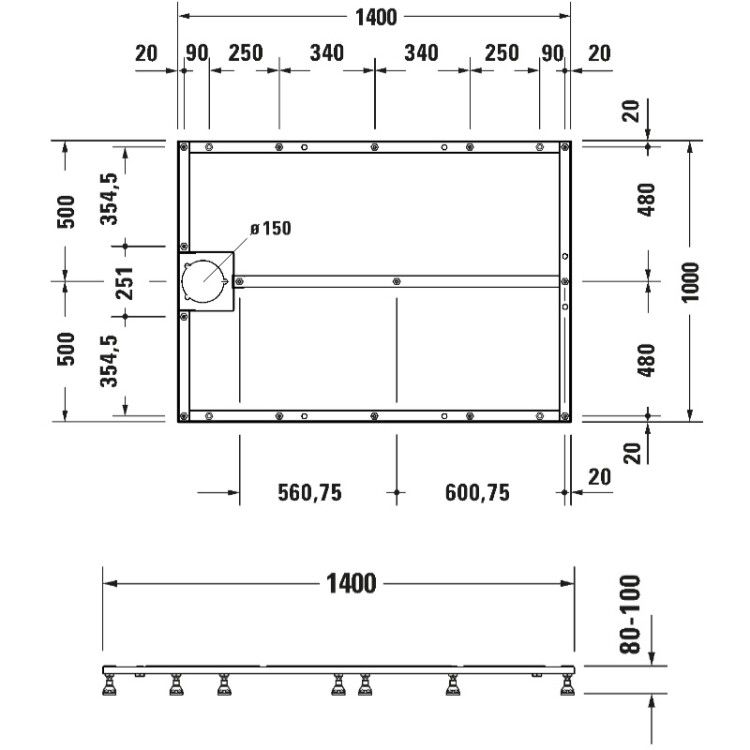 Опорная рама Duravit Stonetto для душевого поддона 1400x1000 мм 791111000000000