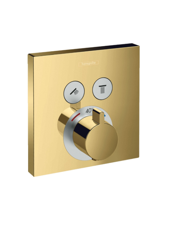 Термостат для душа Hansgrohe ShowerSelect на 2 потребителя полированное золото 15763990
