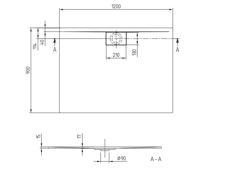Душевой поддон Villeroy & Boch Architectura Metalrim 1200x900x17 мм белый UDA1290ARA215V01