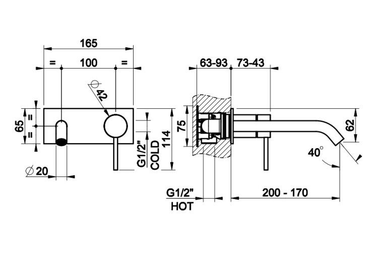 Смеситель для раковины Gessi Flessa встраиваемый однорычажный цвет Steel Brushed 54090239