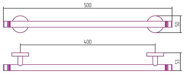 Держатель полотенец одинарный Сунержа Каньон 50x5.6x5 см черный хром 01-3001-0500