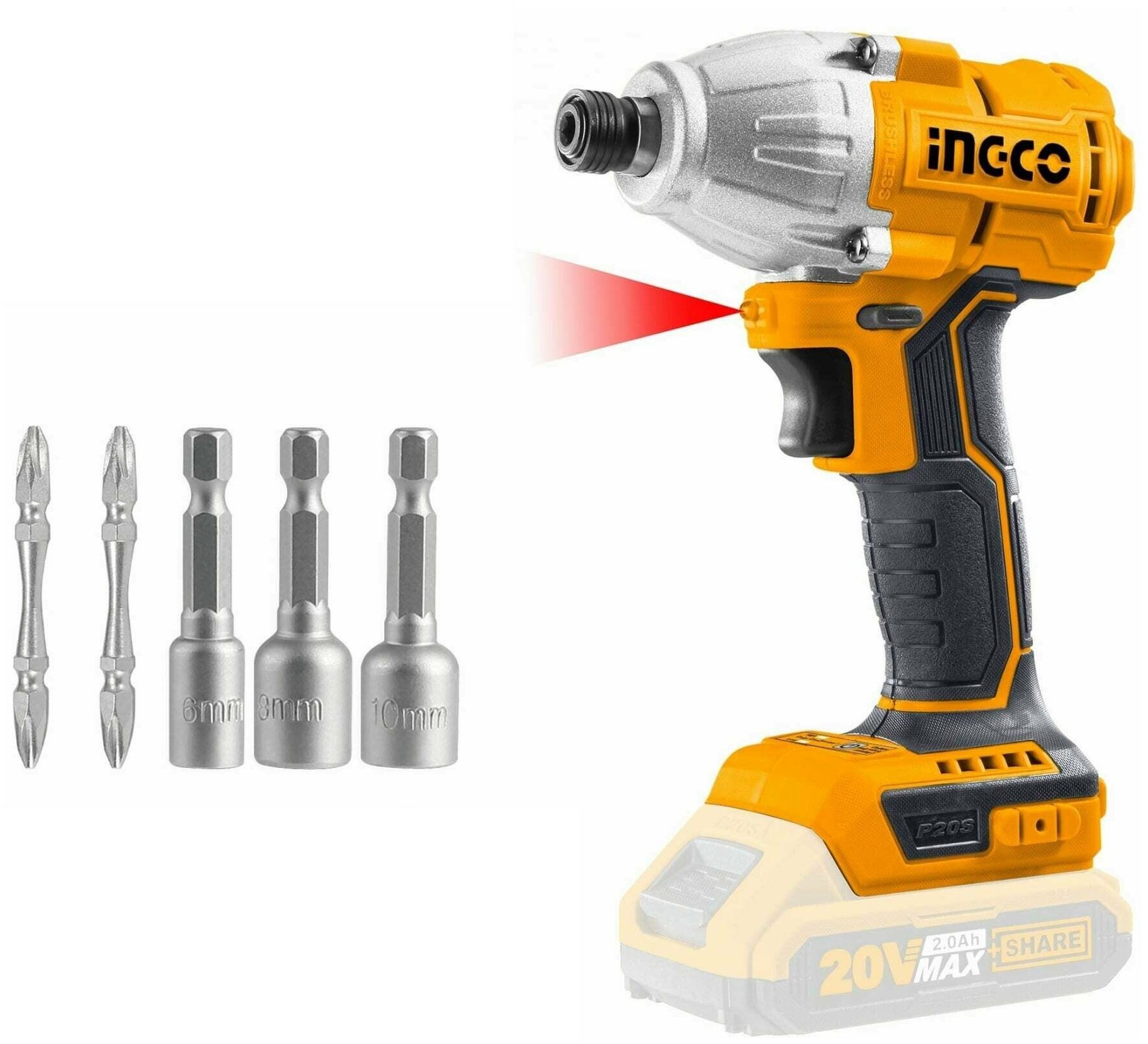 Шуруповерт аккумуляторный ударный INGCO CIRLI 20 В CIRLI