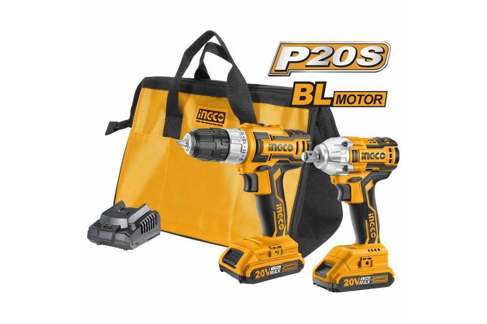 Набор аккумуляторного инструмента INGCO CKLI дрель-шуруповерт и гайковерт 20 В CKLI