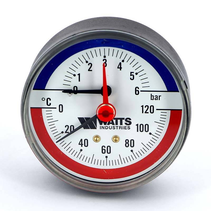 Термоманометр аксиальный Watts F+R 818 6 бар 120 °C 1/2 10018742